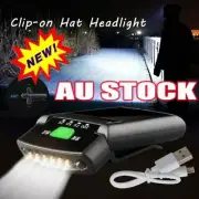 Rechargeable USB LED Headlamp Clip on Cap Hat Light Head Torch Fishing Camp Lamp