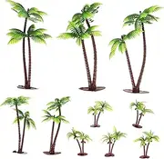 10pcs Mini Artificial Plants Exterior Inflatable Liner Palm Tree Picks Hanging Plant Outdoor White Fake Palms Fake Tree LED Palm Tree Toppers Palm Tree Leaves Faux Green Plastic