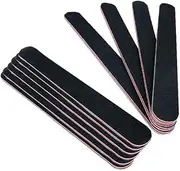 Pack of 10 Professional Double Sided Nail Files Emery Board Grit Black Gel Cosmetic Manicure Pedicure Tool Nail Art Tips Buffer Soft Sponge