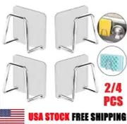 2/4PCS Stainless Steel Adhesive Sponge Holder Sink Caddy for Kitchen Accessories