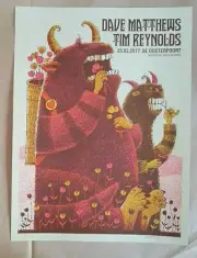 Dave Matthews & Tim Reynolds Groningen 2017 Screen Print Poster Art Methane S/N