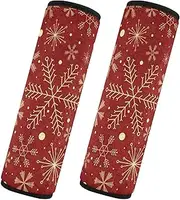 Car Seat Belt Pads Set of 2 Soft Car Seatbelt Shoulder Cover Camera Bag Strap Cover Car Accessories for Women Men Kids S Christmas Pattern with Snowflakes
