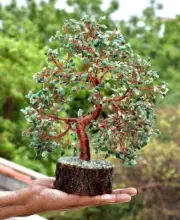 Green Jade Tree For Luck & Success Metaphysical Crystals Made With Pure Copper