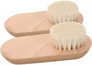 2pcs Nail Cleaning Brush Nail Brush Powder Brush Manicure Brush Nail Scrubber Brush Nail Dust Brush Toe Brush Nail Scrub Brush Nail Cleaner Brush Beige Beech
