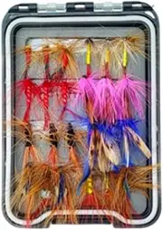 Perfk 24Pcs Fly Fishing Assortment Kit with Storage Box, Fly Lures Hook for Panfish, Salmon, Bass