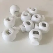6pcs Round Cord Stopper Spring Lock End Toggle Fastener White Plastic