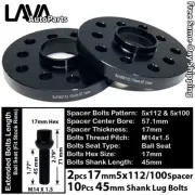 2PC 17MM THICK 5X112 & 5x100 57.1MM C.B WHEEL SPACER +14x1.5 BOLT FIT AUDI MODEL (for: Audi)