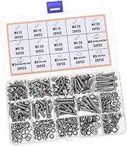 TEMPNAP 375pcs Stainless Steel Bolts Nuts Washers Assortment Kit for Machinery Furniture Automotive Repairs Metric Bolt with Improved Sealing Stability