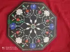 12" black Marble Coffee Table Top Inlay with malachite Work Bed Side Table Top