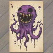 FLATCARD Purple Octopus Large Teeth Horror Gothic Creepy Tentacles Ink Hollow