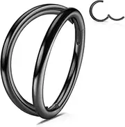[WBRWP] 316L Stainless-Steel Piercing-Ring Hinged Nose-Rings-Hoop with Zircon/Opal 14G 16G 18G 20g Body Pierecing Ring Segment Clicker Lip Rings Cartilage Rook Earrings Diameter 8mm 10mm