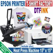 Epson Printer with DTF Print T-Shirt Bundle | Heat Press 15"x15" Starter Kit