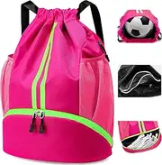 SOPIME Drawstring Backpack Gym Bag, Large Sports Bags Cinch Sackpack with Shoe Compartment Water Resistant for Men Women