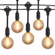 25 Socket Suspended Outdoor Commercial String Light Set, Shatterproof LED Bulbs,
