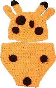 DEARMAMY Adorable Giraffe Knitted Hat Baby Photo Suit Toddler Costume Elastic Newborn Clothing