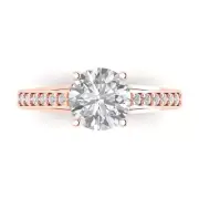 2.21 ct Round Cut cathedral Moissanite Promise Bridal Wedding Ring 14k Rose Gold