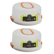2x Lemon & Lime 30cm Round Plastic Cake/Dessert Container Box Holder/Lid Assort