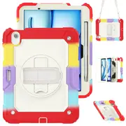 MCC Shockproof iPad Air 11" 2025 M3 Strap Rugged Colourful Case Cover Apple 7th Gen 7 [Colourful+Red]