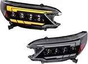 Car Headlight Compatible for CRV 2012-2014 Upgrade Projector 4 Lens ALL LED Dynamic Signal Lamp Front Lamp Assembly