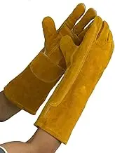 1Pair BBQ Gloves with Fingers Heat,Heat & Wear Resistant Leather Forge Welding Glove,With Fire Heat Resistant Lined Cowhide Leather,Premium Split Cowhide Welding Glove,For Welders/Forge/Fireplace/BBQ
