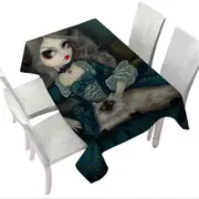 Rococo Portrait Princess with a Himalayan Cat Tablecloth