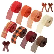 8 Rolls 32 Yards Fall Burlap Ribbon 1 Inch Fall Wrapping Ribbon Autumn