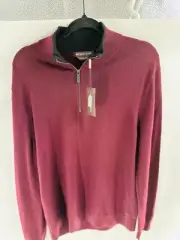 Best MICHAEL KORS Men's Quarter Zip Pullover Sweater Burgundy Size Large New