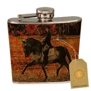 Dappled Gray Andalusian Dressage Fall Colors Leather Pocket Hip Flask