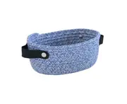 Storage Basket with Handle Hand Woven Nordic Style Cotton Rope Desktop Organizer Storage Holder for Bedroom - Navy Blue