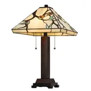 Stained glass Metal/Resin Tiffany Table Lamp With Pull Chain Switches 60W X 2