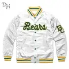 Letterman Baylor Bears White Script White All Satin Varsity Jacket
