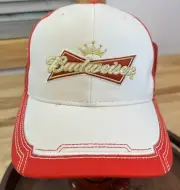 KEVIN HARVICK #4 NASCAR Cap BUDWEISER White Red Cotton Adjustable Hat OSFM NWT