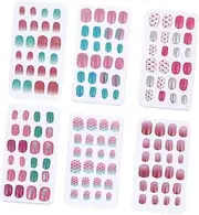 FOMIYES 6 Nail Art Artificial Nails Gel Toe Nail Stickers DIY Nails Toenails Fake Nail Sticker DIY Nail Tips Glitter Pink Fake Nails Tips False Full Abs