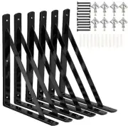 6 Pack Heavy Duty Metal Shelf Brackets Floating Shelf L-Shaped Support, 12x8 In