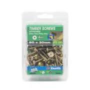 Zenith 8G x 30mm Gold Passivated Button Head Timber Screws - 100 Pack