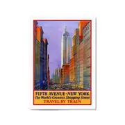 Fifth Ave, New York Vintage Travel Wall Art
