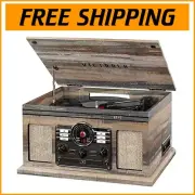 Nostalgic 6-in-1 Bluetooth Record Player with Built-in Speakers - Farmhouse Grey