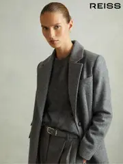 Reiss Grey Amalia Petite Wool-Blend Longline Coat (AB2476) | $810