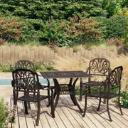 5 Piece Bistro Set Cast Aluminium Bronze vidaXL