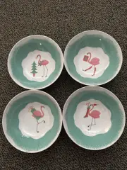 NEW Cynthia Rowley Set of 4 Christmas Flamingo Bowls 7 Inches Melamine