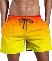 [Maiyifu-GJ] Mens Board Shorts Lightweight Quick-Drying Swim Trunks Elastic Waist Swimming Short Pants with Pockets
