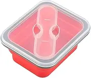 Lunch Bowl, Food Grade Silicone Collapsible Heat Resistant Food Storage Container with Spoon Fork for Camping for Hiking for Travel(red)