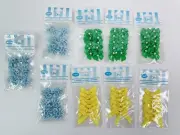 Offray Set of 9 Accessories Bows Green Blue Yellow for Craft Scrapbooking