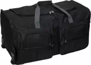 Duffle Bag with Wheels - Black Zipper Portable for Cloakroom Sports.