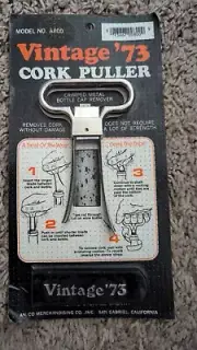 Vintage '73 Cork Puller With Storage Sheath Sealed Retro 70s