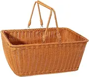 1PC Simulated Rattan Woven Basket Light Brown Storage Basket for Snacks Flowers and Picnic Decorative Home Organizer for Parties and Weddings