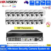 Hikvision 4K 16CH Security CCTV System PoE 180° Panoramic ColorVu IP Camera kit