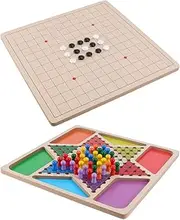 CIYODO 2-in-1 Gobang Checkers Game Wooden Chessboard for Kids Adults Pieces Perfect Kids for Party Family Time