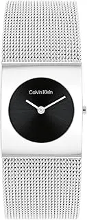 [Calvin Klein] Analogue Quartz Watch for Women CK Pulse Collection with Silver Stainless Steel mesh Bracelet - 25100061, Black