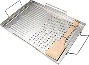 Stove Top Griddle - Barbecue Plate,Stainless Steel Cooking Tools with Handles, Barbecue Utensils for Indoor Kitchen Outdoor Camping Use